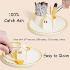 ZenBless 5 in 1 Incense Holder Burner for Palo Santo, Sage, Incense Sticks/Cones and Candle - Ceramic Incense Cone Smudge Tray,Aromatherapy Home Decoration