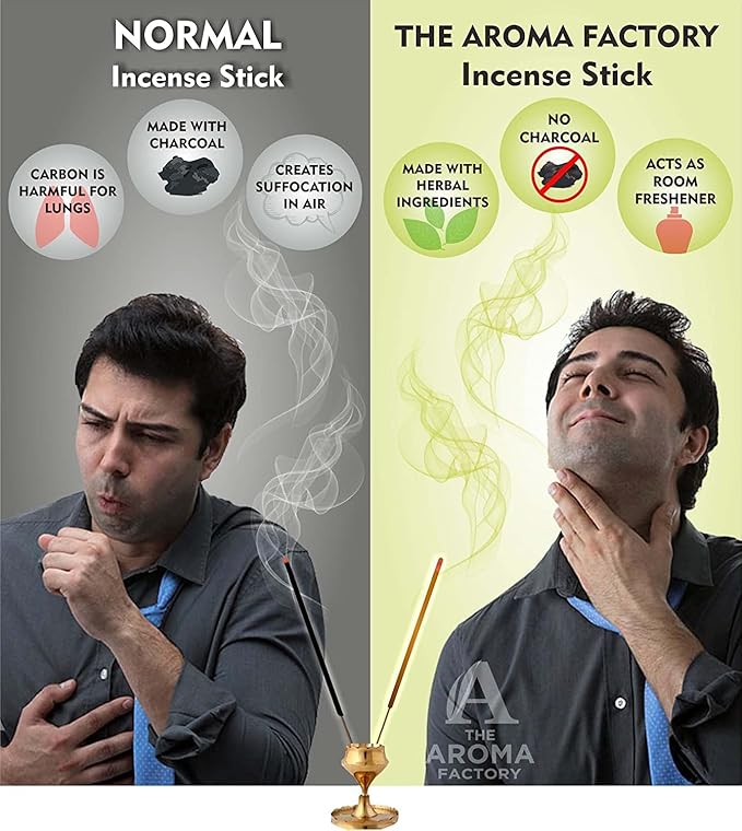 The Aroma Factory Organic Incense Sticks Aromatic Fragrances | Rose, Mogra, Kewda & Lavender | No Charcoal, Scented Incense | Herbal Pooja Agarbatti | 4x100g Jute Bag Giftset