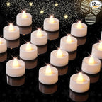 BEICHI 12-Pack Timer Tea Lights Candles Battery Operated, LED Tea Light with Timer, Built-in 6 Hours Flameless Tea Candles, Tea Lights Flickering Votive Candles 1.5'' D x 1.3'' H (Warm White)