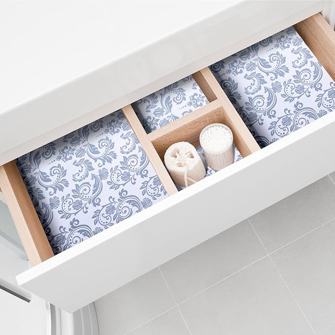 Eersida 20 Sheets 14 x 19.5 Inch Scented Drawer Liners for Dresser Non Adhesive Fragrant Drawer Liners Paper for Bedroom Kitchen Cabinet Home Shelf Closet(Classic Flower)