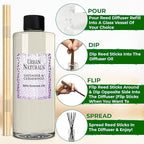 Urban Naturals Reed Diffuser Oil Refill Lavender Cedarwood with Warm Wood, Spa-Inspired Notes 8 oz + Free Reed Sticks, Made in The USA