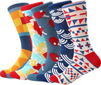 DRASEX Men's Dress Socks Funky Colorful Pattern Cotton Novelty Casual Crew Socks