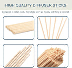 HOSSIAN 50pcs Reed Diffuser Sticks - Wood Rattan-Reed Sticks -Essential Oil Aroma Diffuser Sticks- Spa-Aromatherapy (Primary Color7/18cm)
