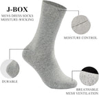 J-BOX Men's Cotton Crew Socks-Wicking Black Dress Socks, Anti-Odor&Breathable for Business/Casual, Size 6-15