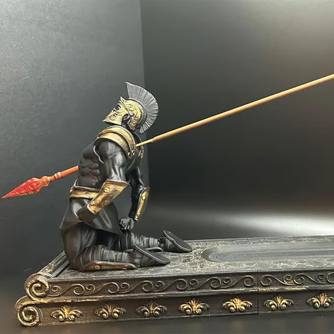 Gladiator Incense Holder The Fallen Warrior,Funny Incense Burner Incense Holder for Sticksfor Indoor Outdoor Use Incense Stick Holder Ash Catcher (Marble Color)