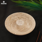 Marble Incense Holder 5.5 Inch Handmade Round Travertine Palo Santo Sticks Holder for Aesthetic Home & Bedroom décor, Inscents Stick Burner for Aromatherapy & Fragrance Accessories