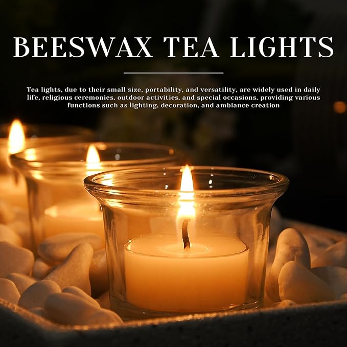 TELOSMA 36 Count Beeswax tealight Candles Bulk - Natural Scent and Smokeless - Gift Packing