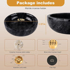 Marble Incense Holder Bowl with Brass Burner – Natural Hand-Polished Stone Incense Burner for Sticks, Cones, Palo Santo & Sage – Ash Catcher for Meditation, Yoga & Home Decor