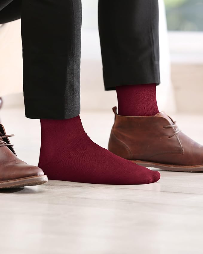 Feraricci Solid Color Casual Dress Socks for Men - Colorful & Comfortable Crew Socks