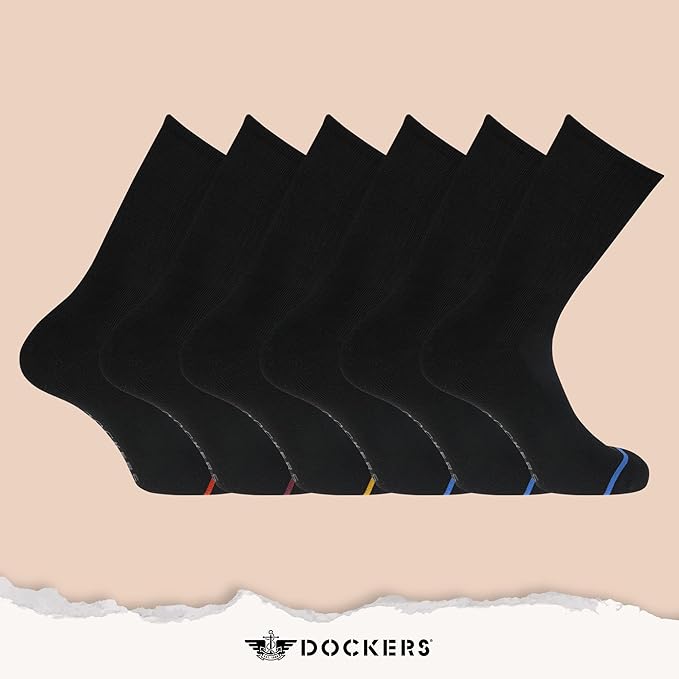 DOCKERS Men's Performance Socks - 3-Pairs and 6-Pairs Athletic and Dress Crew Socks for Men