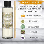Urban Naturals Reed Diffuser Oil Refill Christmas Morning, Rosemary, Eucalyptus, Balsam Spruce, Orange, Essential Oils, 4 oz + Free Reed Sticks, Made in The USA