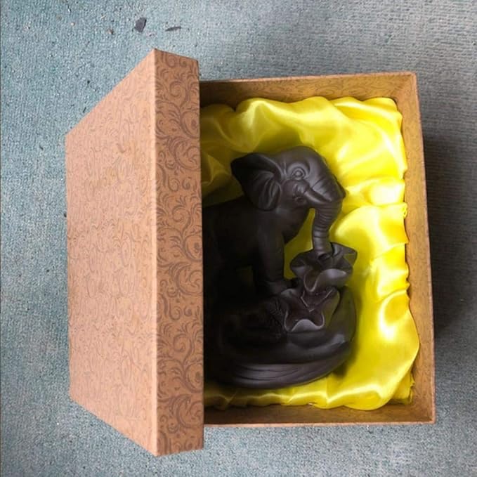 YYW Backflow Incense Burner Holder Handmade Waterfall Incense Cone Sticks Holder Elephant Home Decor with 120 Incense Cones 30 Incense Sticks