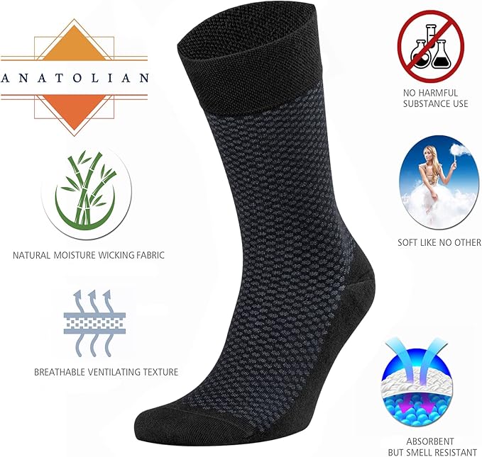 anatolian DRESS SOCKS Natural Comfortable Soft Classy - Made In TURKEY for Men Women Dress or Casual Footwear