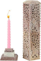 Carry Me Handmade Marble Soapstone Incense Stick Burner | Candle Stick Holder | Tea Light Stand - Perfect Elephant Carving for Gifting. Decorative Home and Kitchen Decor (3 x 3 x 11 Inches)