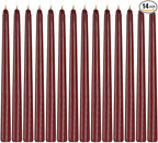 14 Pack Dark Red Taper Candles 12 Inch Tall 3/4 Inch Thick Burn 10 Hours (Burgundy)