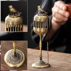 Antique Golden Magpie Lantern Incense Burner, Multi-Use Decorative Incense Holder, Elegant Zinc Alloy Craftwork, Ideal for Meditation, Relaxation, and Home Decor (Golden Magpie)