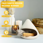 Handcrafted Natural Clay Smudge Pot-Mini Chimenea Incense Holder for Sage, Copal & Palo Santo-Aromatherapy Burner with Unique Design-Perfect Anxiety Relief Gift for Women, Zongzi Style, White