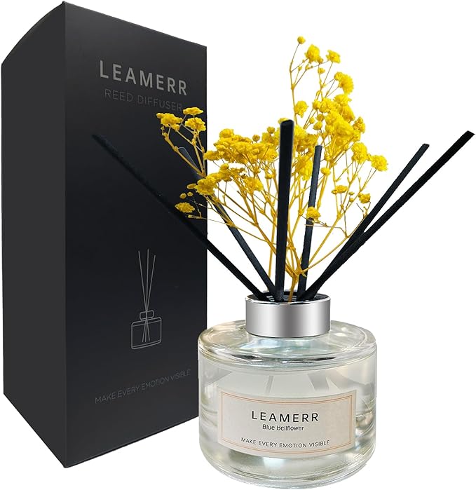Reed Diffuser Sets Home Fragrance Essential Oil Diffuser Blue Bellflower Scent- 7 oz (210 ml) Fragrance Oil Diffuser for Bedroom Bathroom Home Décor Includes Reed Diffuser Sticks Scented Oils