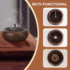 Incense Burner with Stick Holder for Sticks Cones and Coils, Black Walnut Wooden Incence Holder for Meditation Yoga Spa Room Home Decor