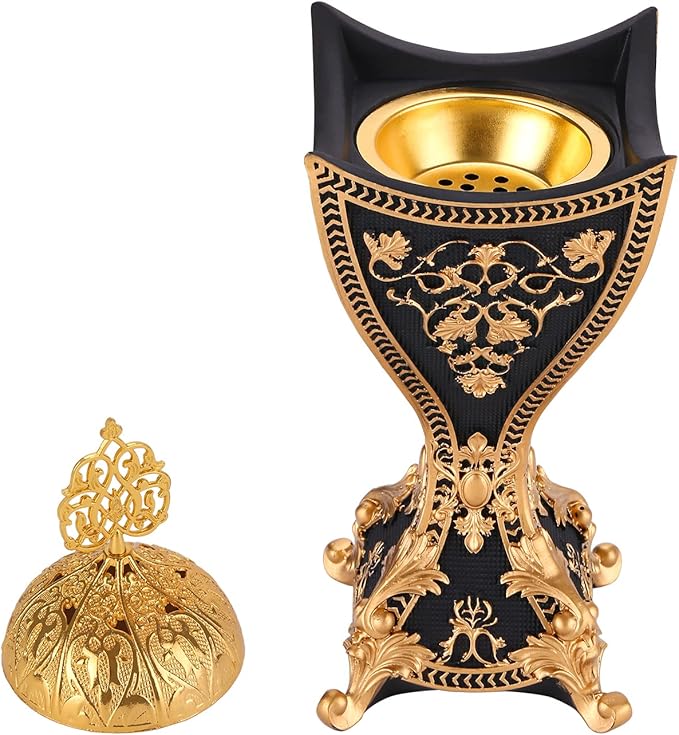 Frankincense Resin Incense Burner,Bakhoor Burner, Charcoal Incense Burner, Portable Incense Censer - for Yoga,Spa Aromatherapy,Office & Home Decor(Black)