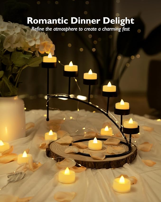 BEICHI 24-Pack Timer Tea Lights Candles Battery Operated, LED Tea Lights, Built-in 6 Hours Timer, Flameless Fake Candles, Tea Light Flickering Votive Candle 1.5'' D x 1.3'' H (Ivory Shell)