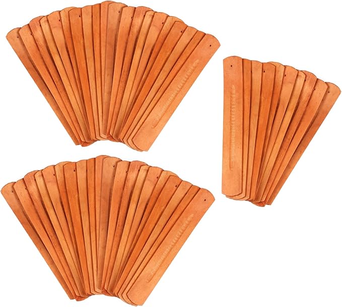 TRENDBOX 50pcs Handmade Plain Wood Wooden Incense Stick Holder Burner Ash Catcher Natural Design Buddhist