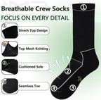 +MD Crew Socks for Men 6 Pairs, Viscose Bamboo Socks, Mens Dress Socks with Soft Cushioned, Smell Control, Black White