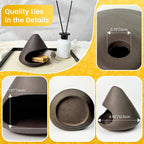 Handcrafted Natural Clay Smudge Pot-Mini Chimenea Incense Holder for Sage, Copal & Palo Santo-Aromatherapy Burner with Unique Design-Perfect Anxiety Relief Gift for Women, Zongzi Style, Black