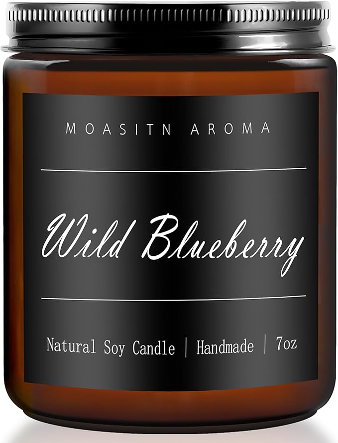 MOASITN Blueberry Highly Scented Candles for Home| Natural Soy Aromatherapy Candle| Handmade Long Lasting Jar Candle Gift for Women,Men as Birthday,Summer,Relaxing,Gifts| 7oz