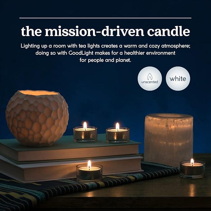 GoodLight Unscented Vegan and Paraffin-Free Tea Light Candles (100 Candles)