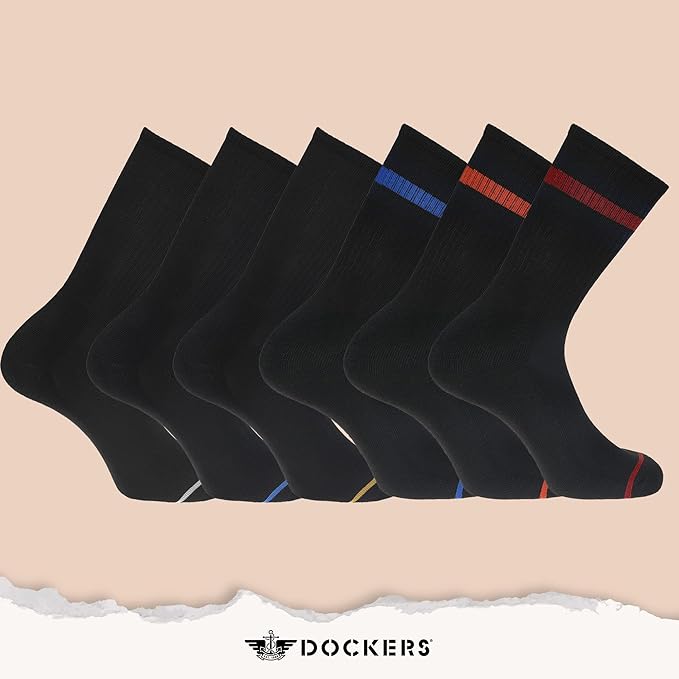 DOCKERS Men's Performance Socks - 3-Pairs and 6-Pairs Athletic and Dress Crew Socks for Men
