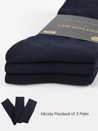 COTTON DAY Men's Premium Soft Combed Cotton Trouser Dress Socks Seamless Toe Black Navy Blue Striped