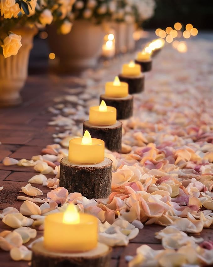 BEICHI 24 PCS Flameless TeaLights Candles with Timer, 6 Hour On and 18 Hour Off Cycle, Battery Operated LED Tea Lights Flickering Votive Candles Warm Yellow Light