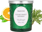 M&SENSE Cedar Orange Candles, Wooden Wick Strong Scented Candle, 100 Hours Long Burning No Toxin Natural Soy Wax 18oz, Cozy Air Purifying Relaxing Home Fragrance, Housewarming Gifts for Her Him