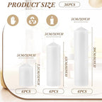 MTLEE 18 Pcs Set of 3 Pillar Candles Bulk 2 in x 3, 6, 8 Long Burning Clean Unscented Smokeless Pillar Candles for Wedding Emergency Lanterns Ceremony Party(Plain White)