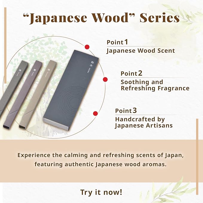 Hasegawa Japanese Wood Incense Sticks Variety Pack – 3 Varieties: Hinoki, Keyaki, Camphor