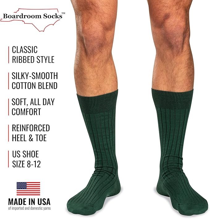 Cotton Dress Socks for Men – Comfortable Men’s Executive Socks – Classic Mid-Calf Dress Socks by Boardroom Socks