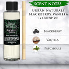 Urban Naturals Reed Diffuser Oil Refill, BlackBerry Vanilla Diffuser Oil with Blackberries, Vanilla, Patchouli, 4 oz + Free Reed Sticks, Made in The USA