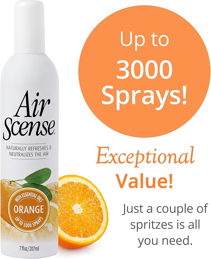 Air Scense Air Freshener Deodorizer Room Spray for Bathroom & Home, Essential Oils, Natural Orange - 7 fl oz (1-Pack)