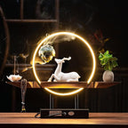 Deer Statue Backflow Incense Burner,Backflow Lotus Heart Incense Burner, Incense Waterfall Fountain Holder,with Adjustable LED Light Ring, USB Powered, Compatible with Cone and Stick Incense