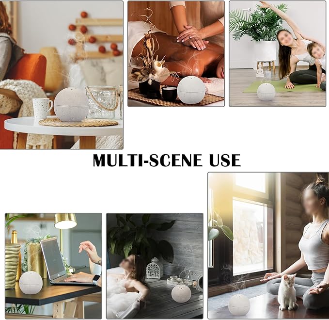 ELLDOO Natural Travertine Incense Holder, Home Decor Handmade Ball Shape Incense Cone Burner for Yoga Meditation SPA Reading, Gray