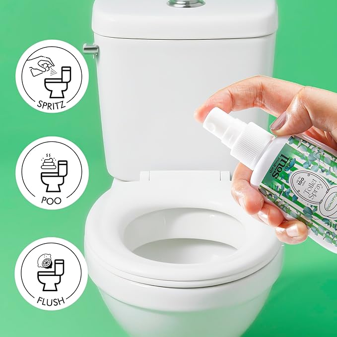 Toilet Spray, Eucalyptus, Bathroom Odor Deodorizer, 2Oz Each Travel Size Air Freshener, 2 Count