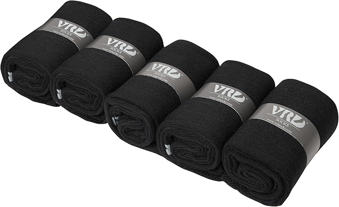 VRD Men’s Dress Socks, Bamboo 5-Pack Mens Socks, Mid Calf Length, Crew Socks Gift for Men Shoe Size 8-13