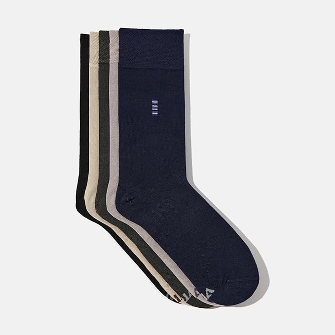 VRD Men’s Dress Socks, Bamboo 5-Pack Mens Socks, Mid Calf Length, Crew Socks Gift for Men Shoe Size 8-13