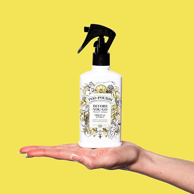 Poo-Pourri Before-You-Go Toilet Spray, Original Citrus, 8 Fl Oz, Up to 400 Uses, Bathroom Odor Deodorizer, Plant-Based with Essential Oils, for Home or Work, Lemon, Bergamot and Lemongrass Scent