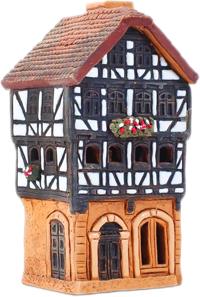 Ceramic Houses Collection - Collectible Miniature of Historic House in Lauterbach Germany - Cone Incense Holder Room Decor - Ceramic Incense Burner S19-1