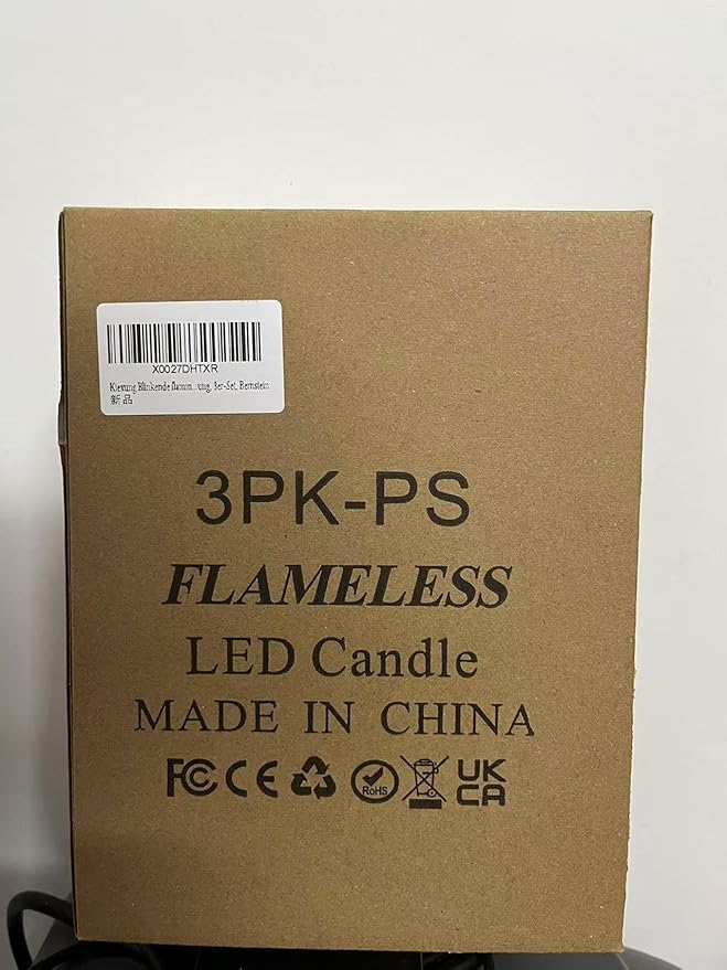 Flashing Flameless Candles with String Light, Battery Powered Candle, Recessed String LED Candles, Indestructible Plexiglass Candle with Remote Control, Set of 3, Amber