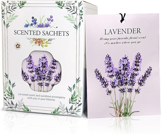 Lavender Scented Sachet Bags - 12 Pack Closet Freshener Odor Eliminator, Long Lasting Home Fragrance for Drawers, Wardrobes & Cars, House Smell Good Products, Air Freshener for Closet