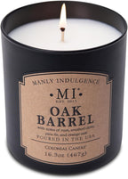 Manly Indulgence Oak Barrel Scented Candles for Men, 16.5 oz Single Wick, Premium Soy Blend Wax, 60H Burn, Candles for Home Scented – Made in The USA