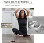 4 in 1 Wood Incense Burner with Glass Ash Catcher, Incense Holder for Sticks, Palo Santo, Sage and Cones - Wood Ash Catcher Tray for Meditation Yoga Room Home Decor